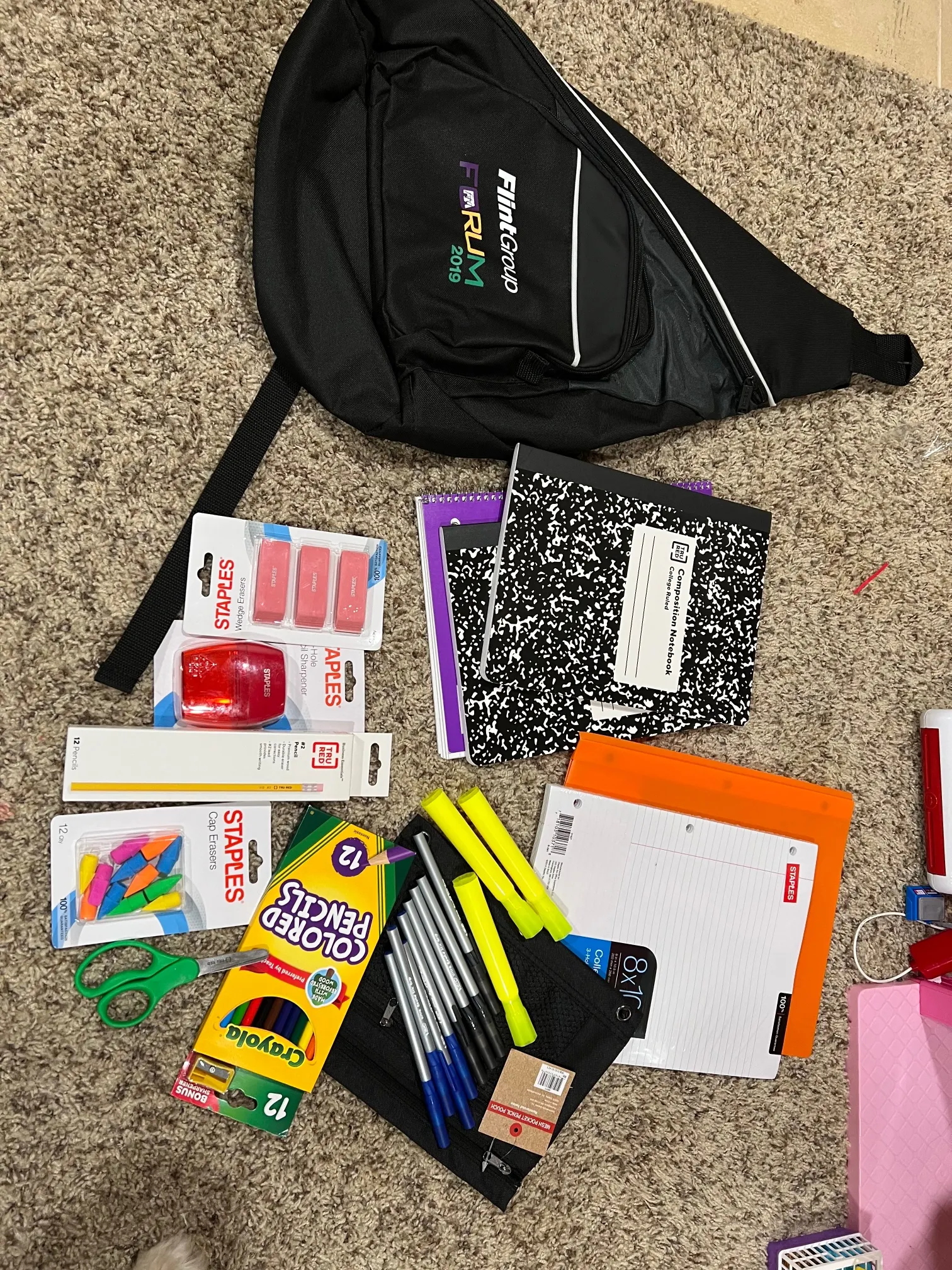 Bags of school supplies prepared for children in Honduras