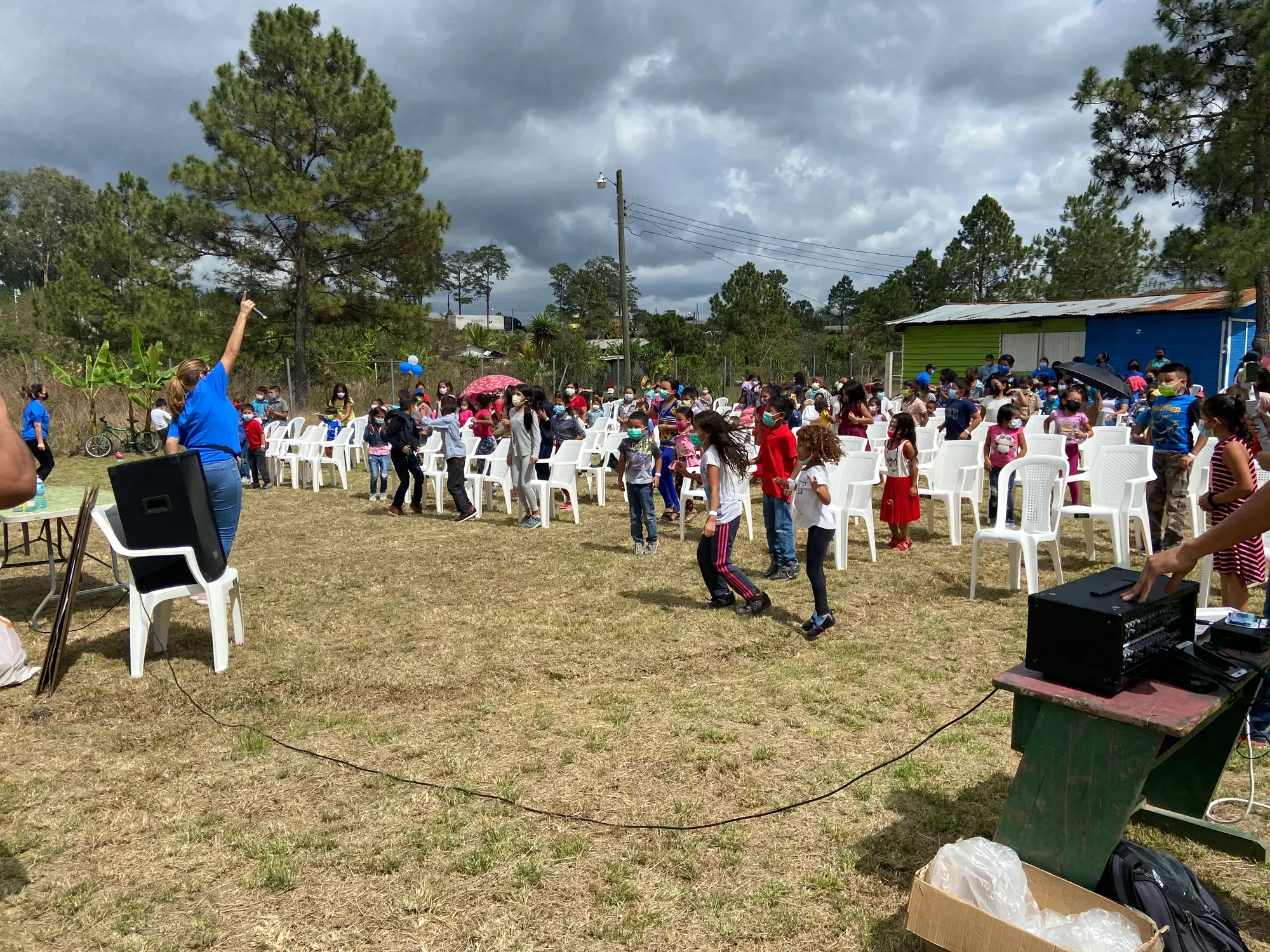 Children at an outdoor ministry event in Honduras